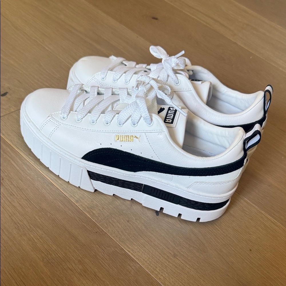 Puma Women's White and Black Platform Sneakers